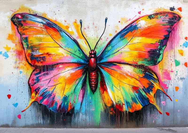 A beautiful colorful butterfly made of vibrant colors