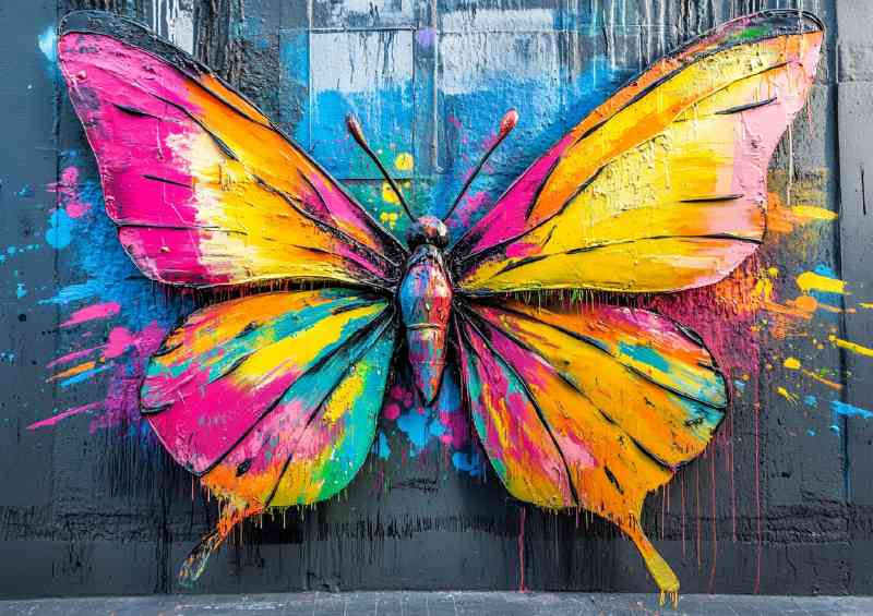 A beautiful colorful butterfly made of vibrant colors splash