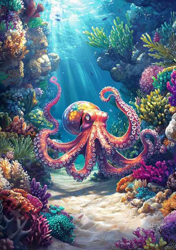 Colorful octopus in the ocean