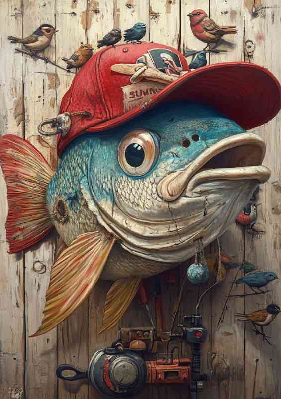 Whimsical surreal colorful fish