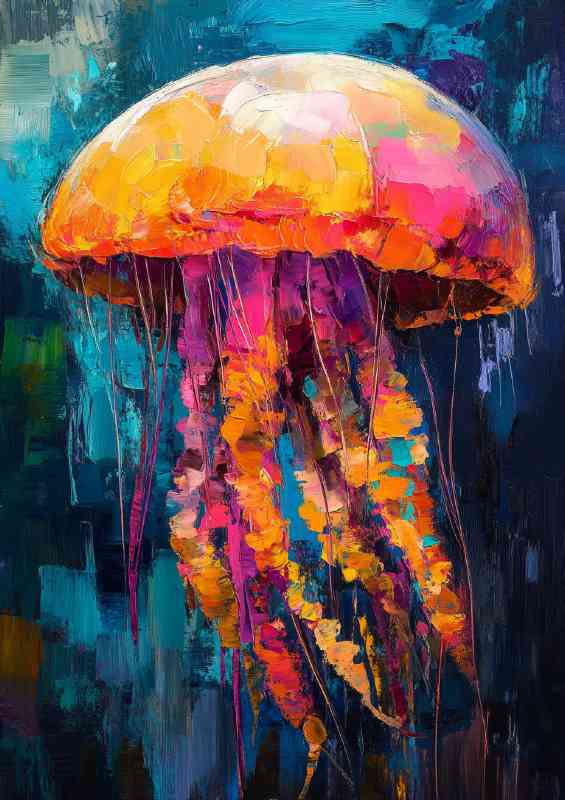 jellyfish oil painting abstract large brush strokes
