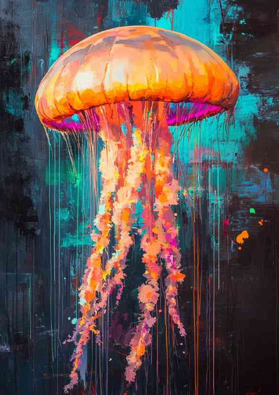 jellyfish oil painting abstract large brush strokes detailed