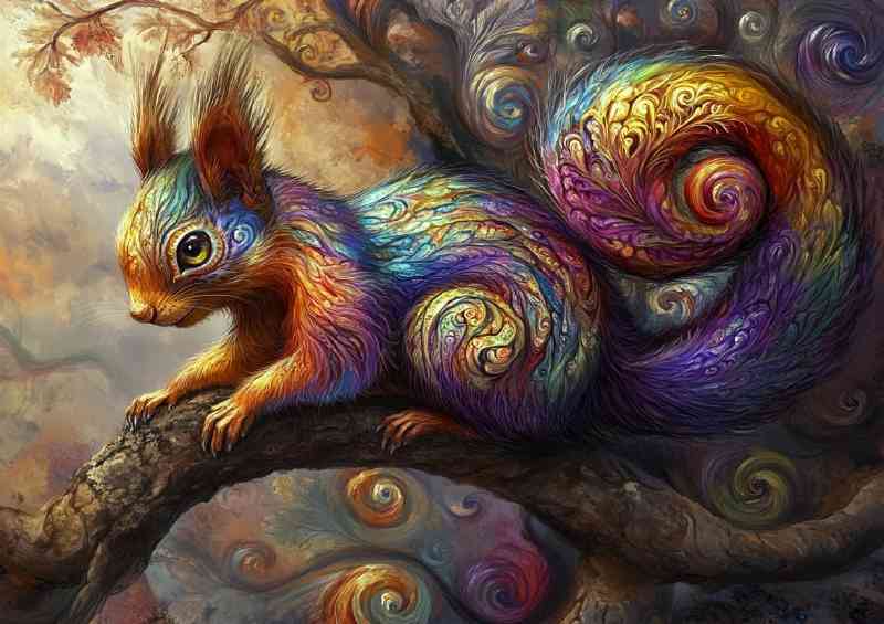 Colorful art of an iridescent squirrel
