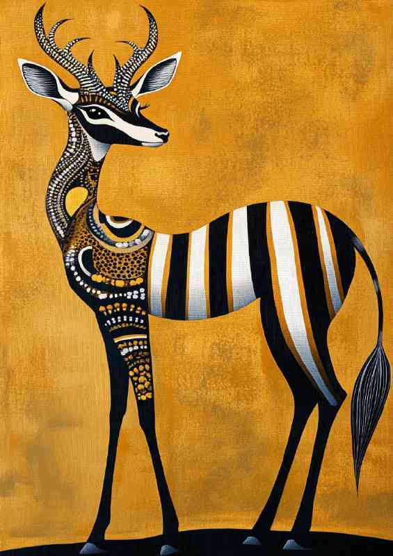 Antelope in the style of art deco inspired black