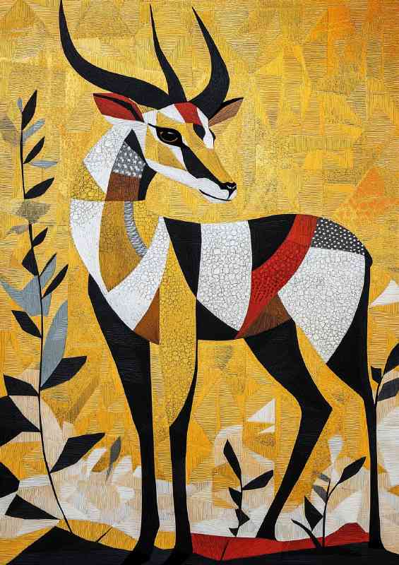 Antelope with golden patterns abstract