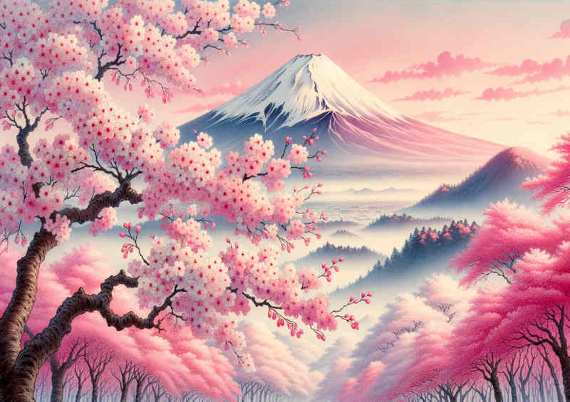 Sakura Splendor Mount Fuji standing tall