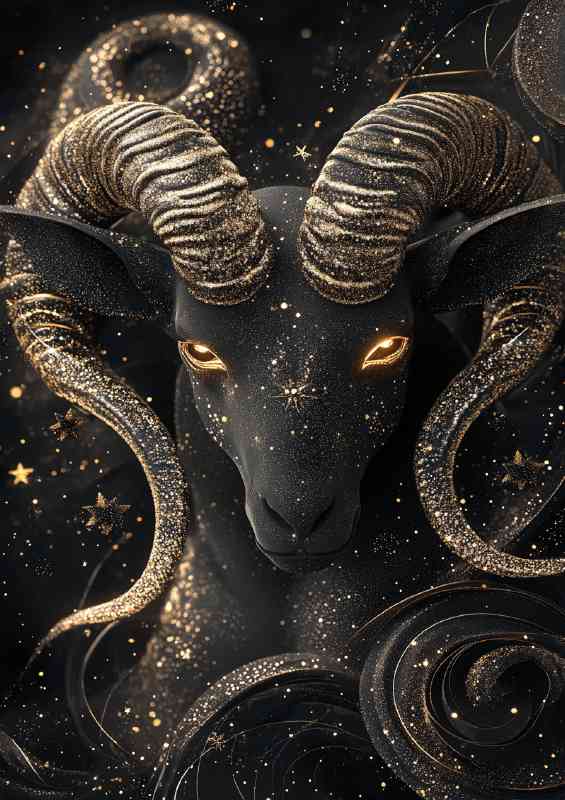 Black background black Aries zodiac