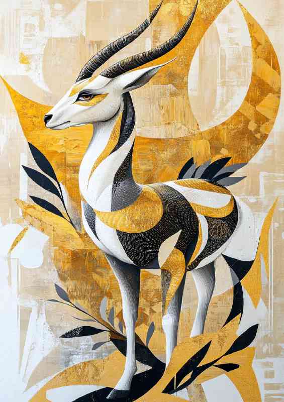 Elegant and detailed painting of an antelope