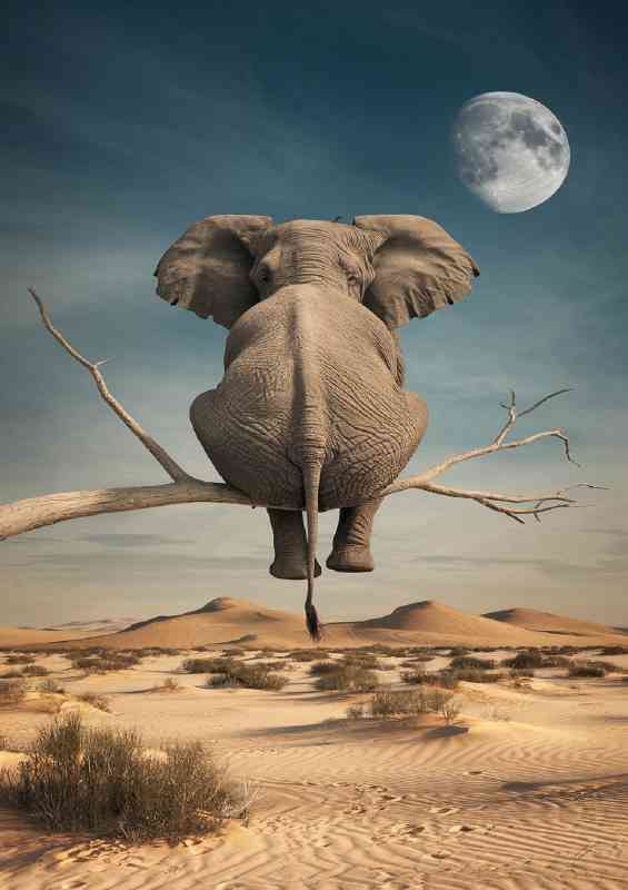 Elephant sitting on a branch