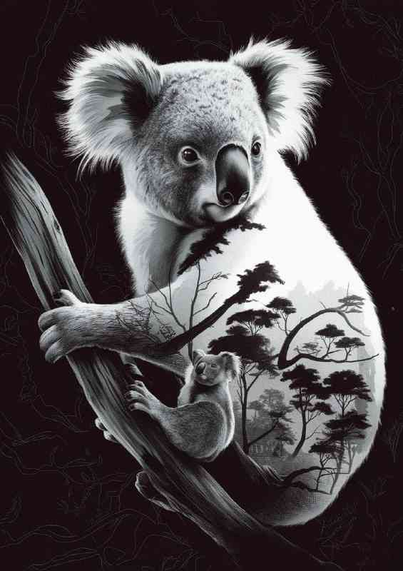 Koala bear clinging to a tree.png