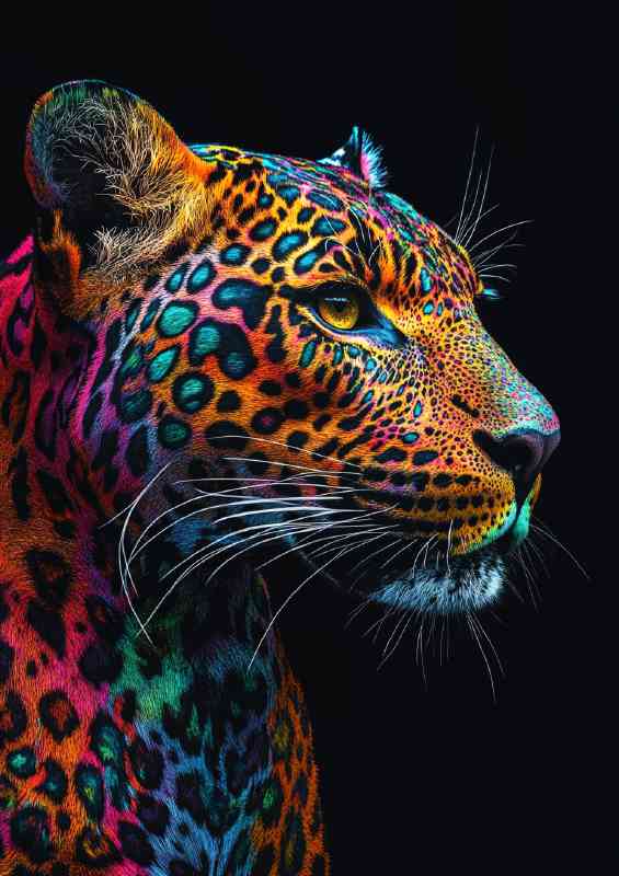 Leopard with skin made of colorful abstract pattern