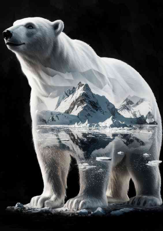 Polar bear made of ice and snow