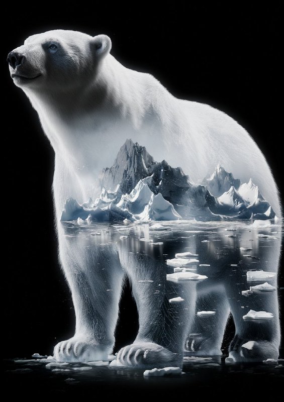 Polar bear seemingly made of ice