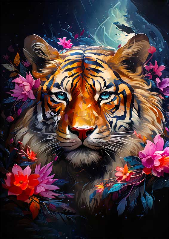 Beautiful tiger with blue eyes and a rich tone