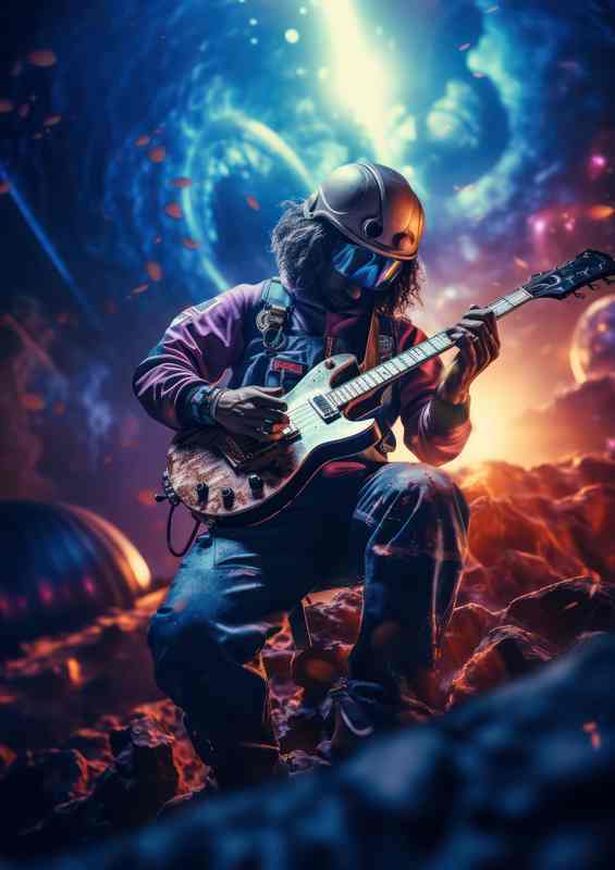 Astronaut Playing Guitar Exploration of the Cosmos