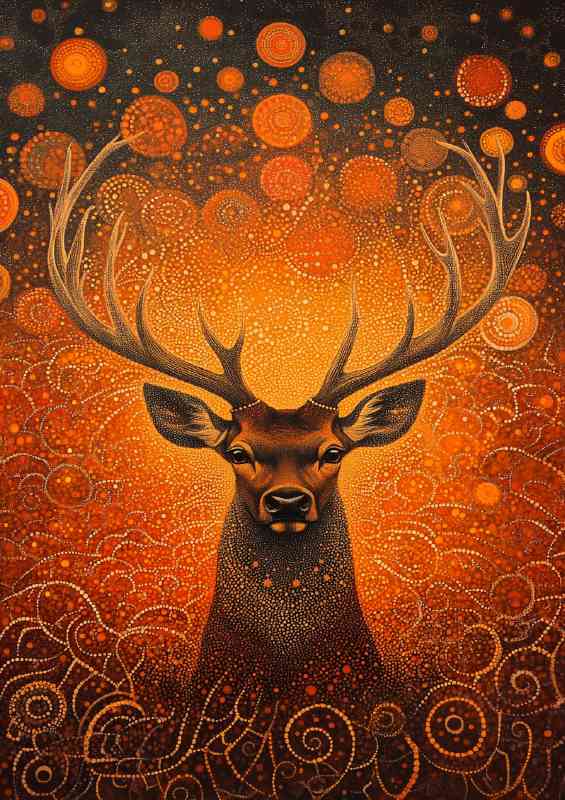 Red deer with antlers