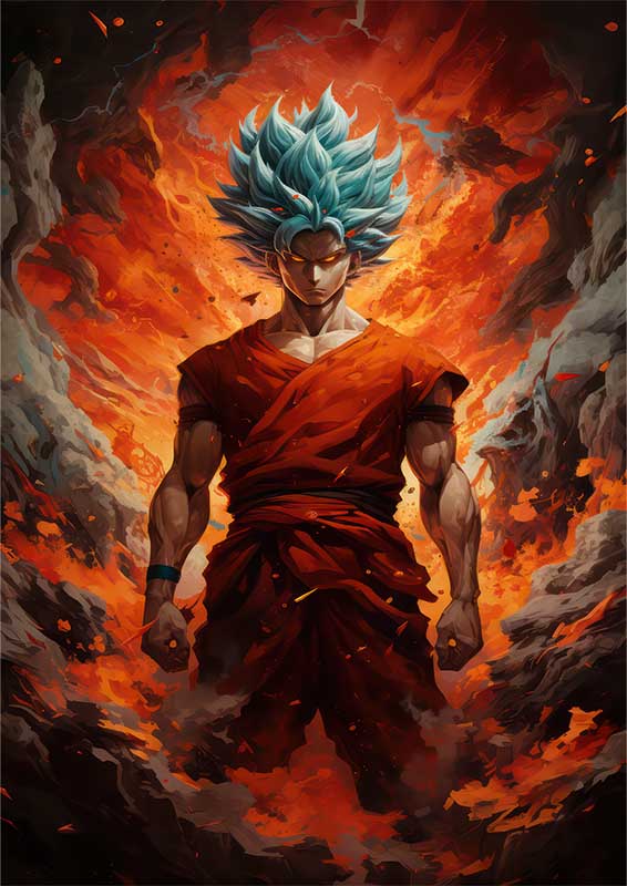 Goku Majestic Flex surrounded by fire