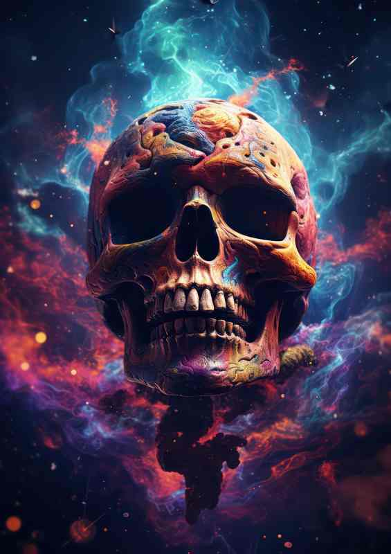 A Skull from outer space smoking