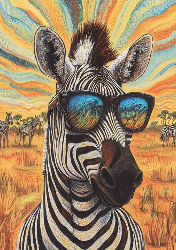 Zebra wearing sunglasses