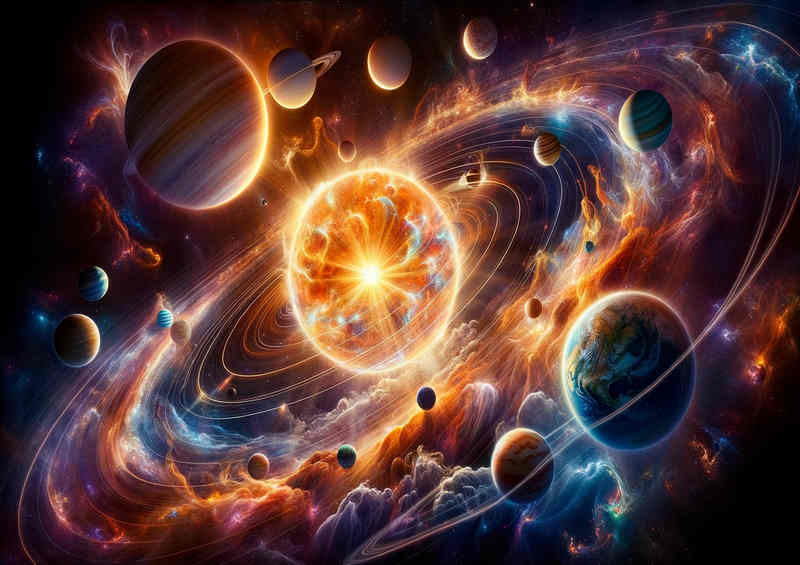 Cosmic Ballet Solar System Metal Poster
