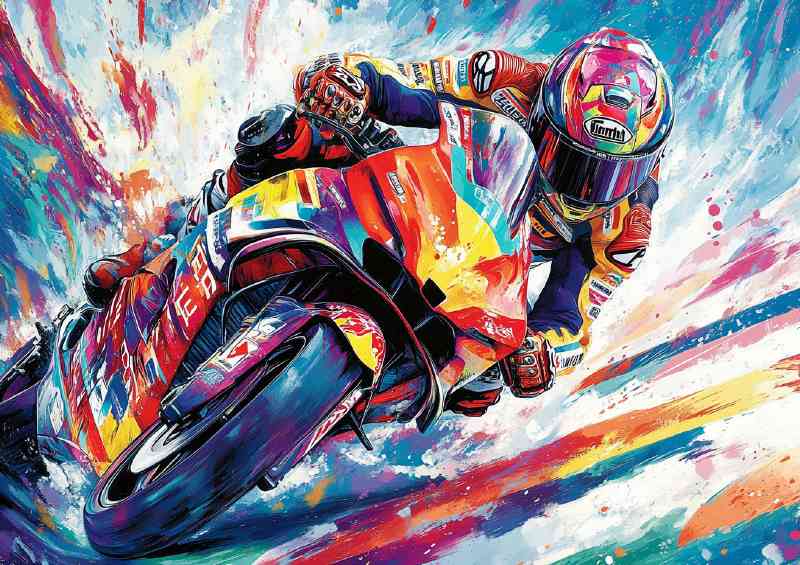 Graffitti style racing motorbike turning