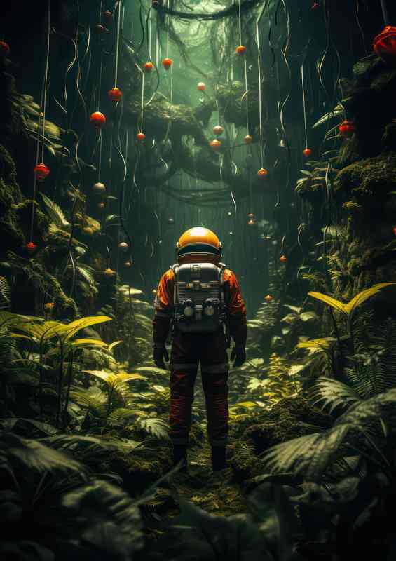 Astronauts Journey to the leaves in the space jungle