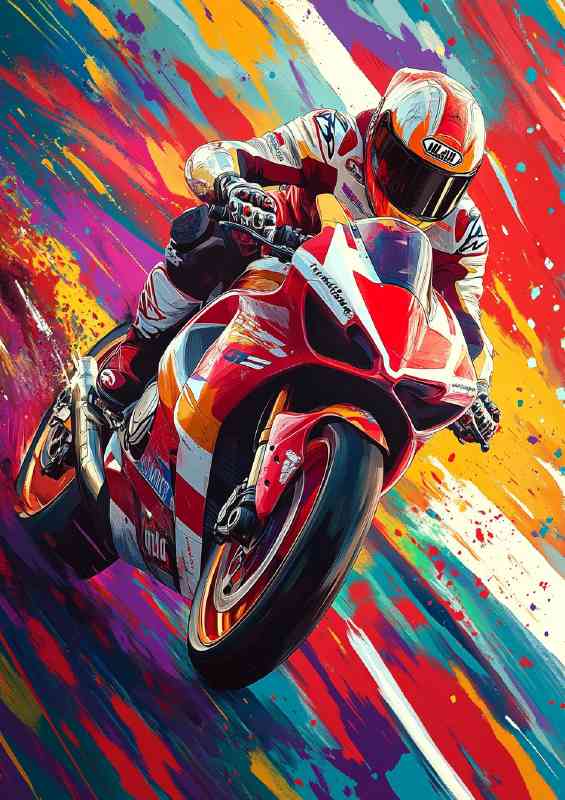 A racing bike with painted splash art