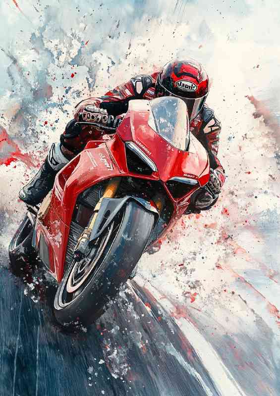 Ducati Panigale V4R oil painting depicting speed