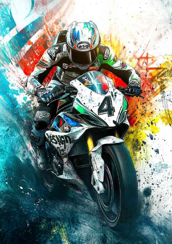 Moto Gp bike of R design with number 4 BMW M6 inspired graffiti paint