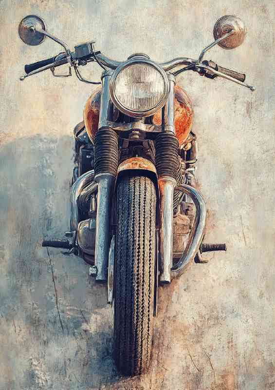 Oil painting of a vintage motorcycle