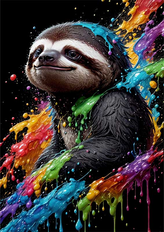 Cid The Sloth with a splash of colour