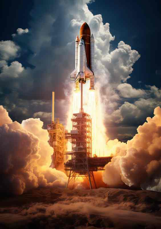 Blastoff Chronicles Rocket Metal Poster