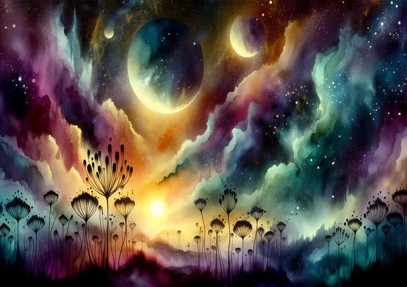 Nebulous Nightfall | Sunset Space Metal Poster
