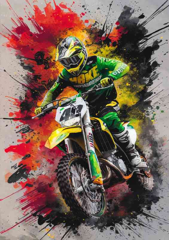 Watercolour dirt bike splashed art