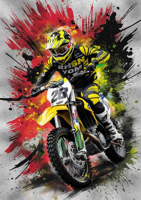 motocross bike in a race splash art