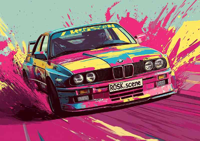 BMW M3 E9 in the style of an old school racing car
