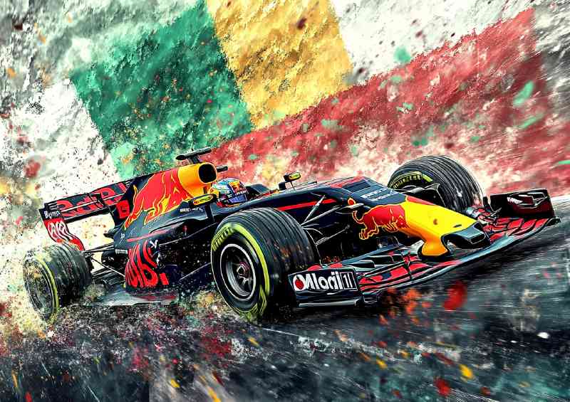 Futuristic Formula One car with the Mexican colours