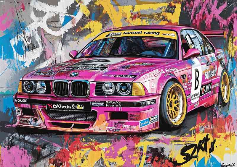 Graffiti painting of an E36 M5 race car
