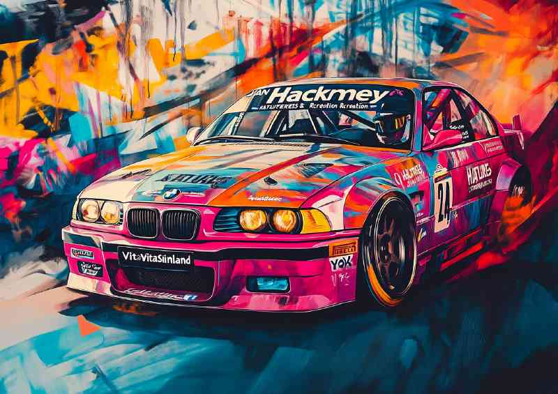 Painting of an E36 M3 race car abstract