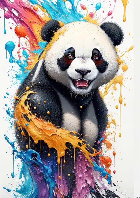 Colourful Bamboo Ballet Panda Splashed In Art