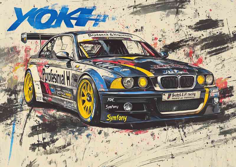 Painting of an old BMW M3 E46 race car