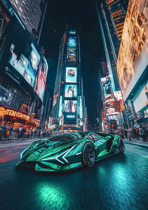 Lamborghini concept car bright lights big city