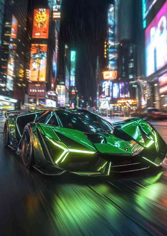 Photograph of the Lamborghini concept car in green