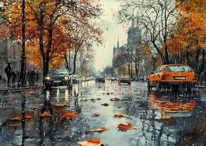 Rainy day in city London