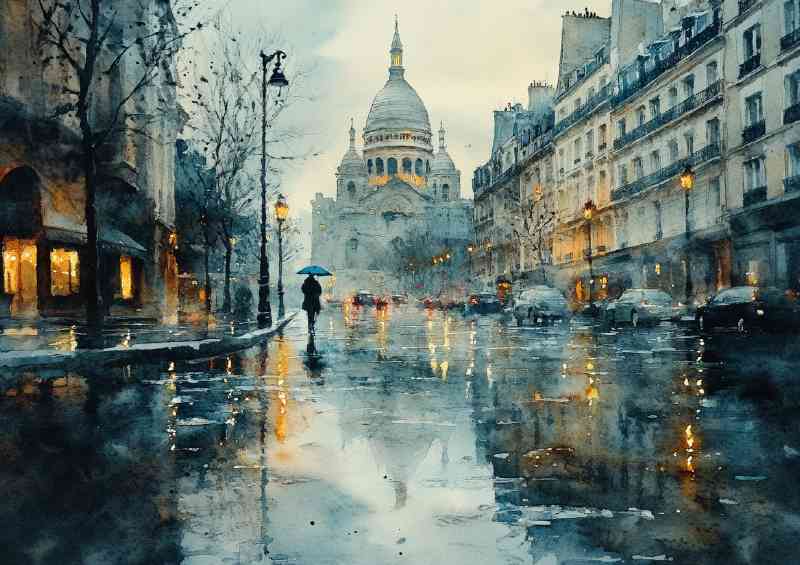 Watercolour photorealistic illustration Paris