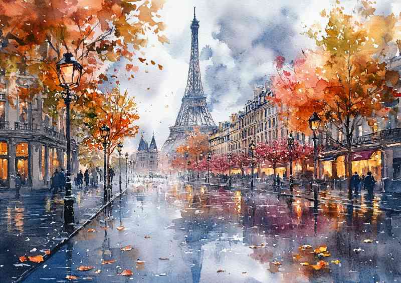Watercolour photorealistic illustration Paris effiel tower
