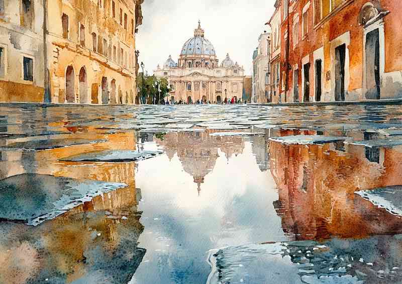 Watercolour photorealistic illustration Rome