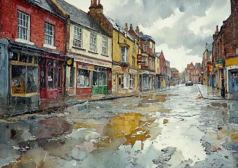 Watercolour photorealistic illustration a rainy day