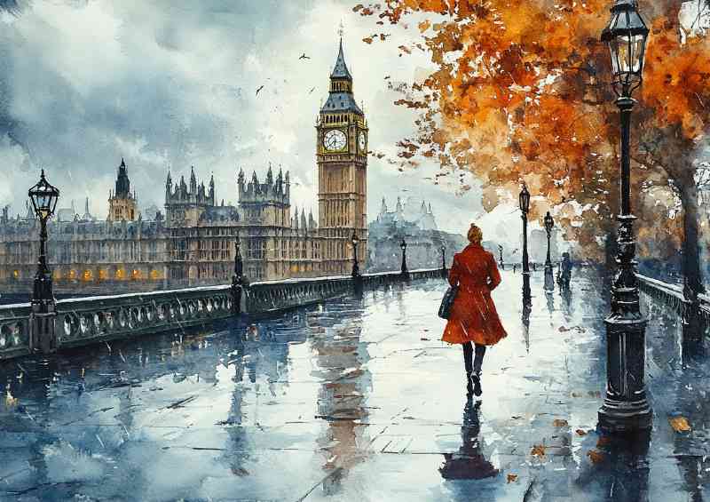 Whimsical Watercolour photorealistic illustration London