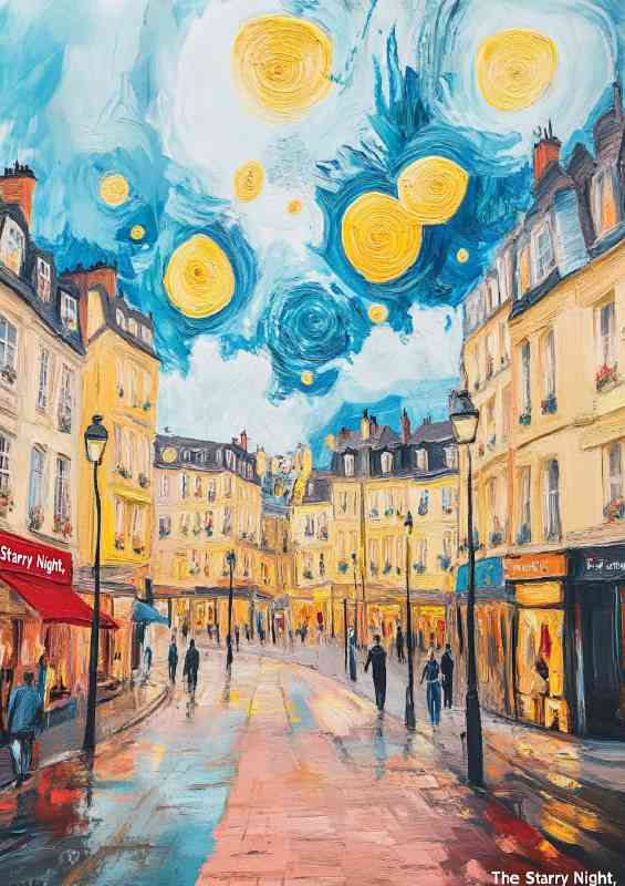 The starry night market town